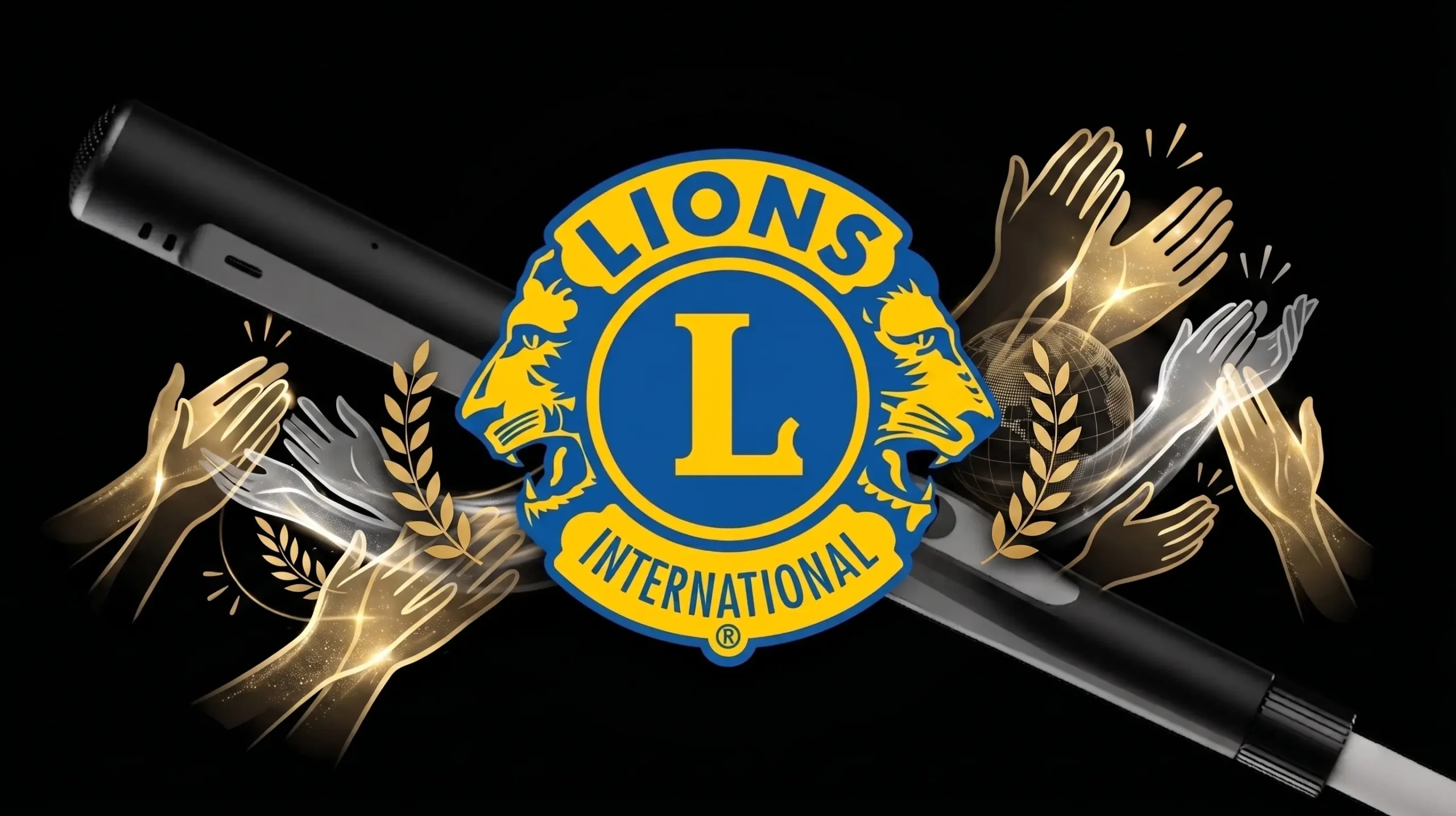Logo Club Lions International con immagine grafica di mani che applaudono. Simbolo dell'impegno del club per il progetto